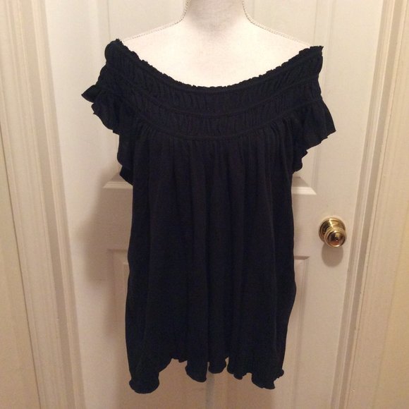 We The Free Tops - We The Free Top L Black Gathered Off Shoulder